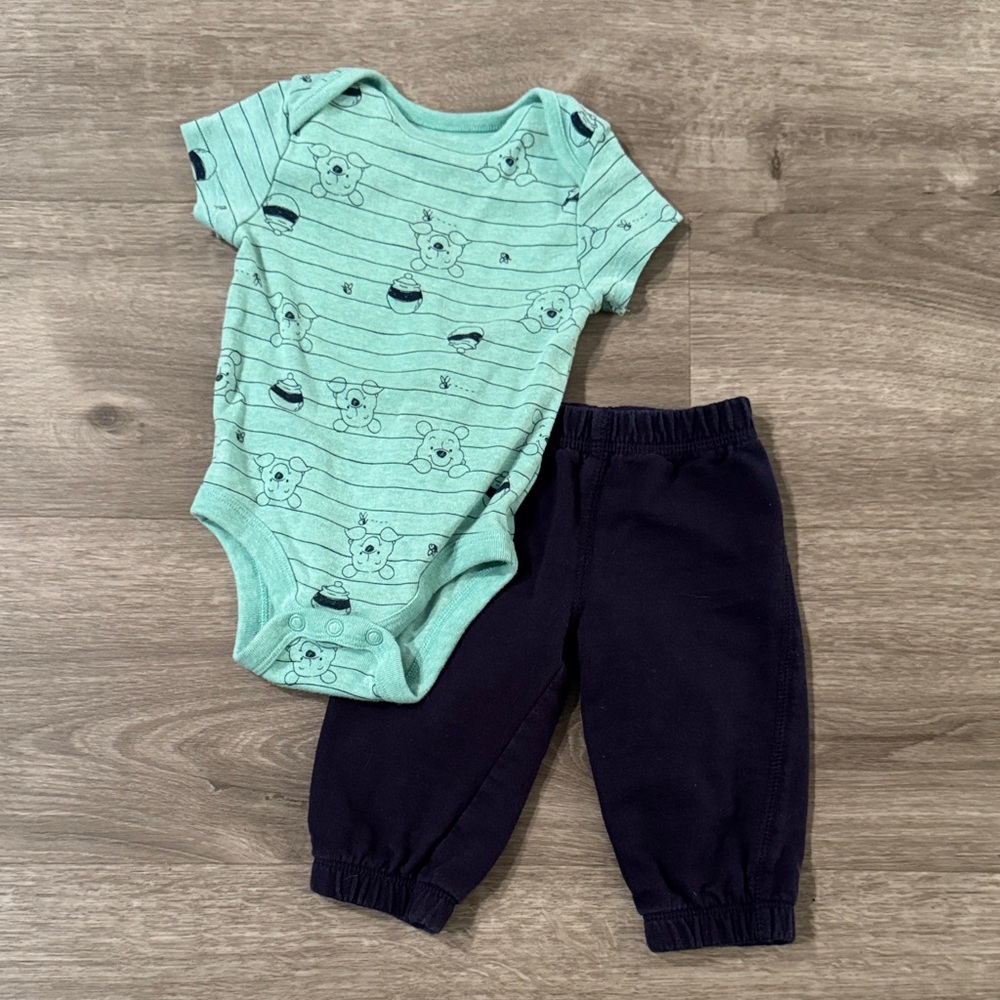 Disney Winnie the Pooh Bodysuit and Matching Navy Blue Sweatpants